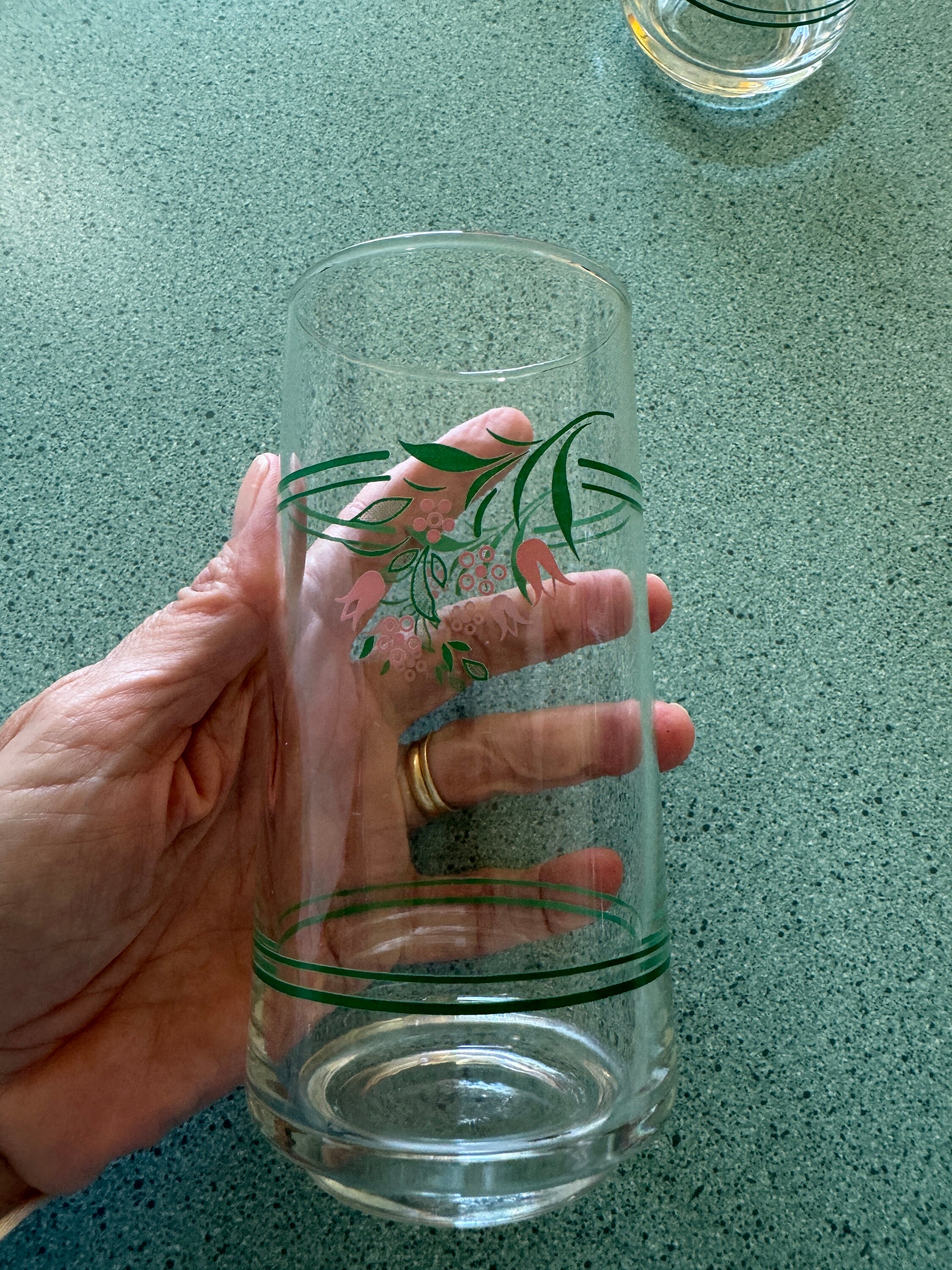 Vintage Corelle Rosemarie Tumblers: Floral Iced Tea Glasses, Set
