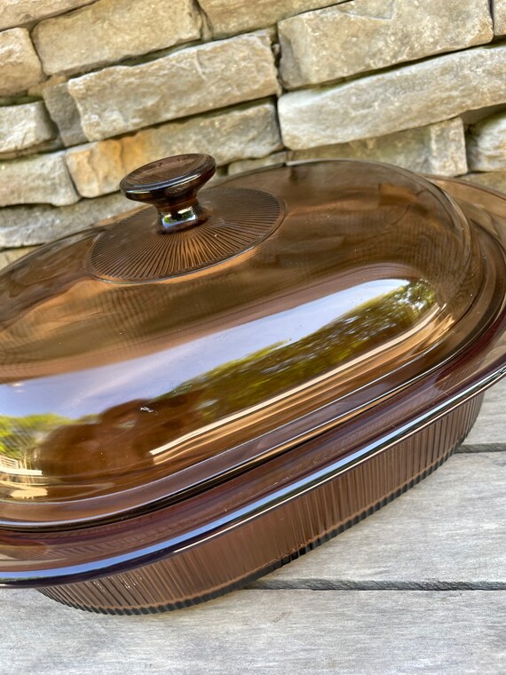 Visions Roasting Pan Brown Glass Corning Visions Dutch Oven Etsy