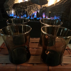 Smokey Brown Whiskey Glasses: Vintage Barware Set of 4 image 1