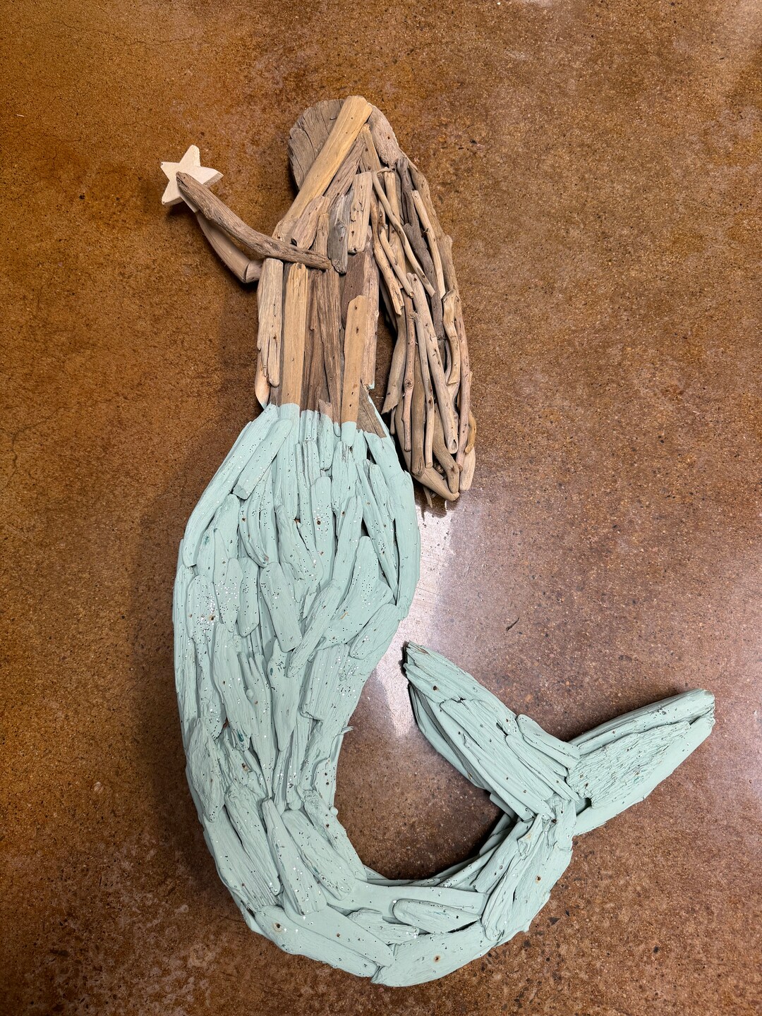 Driftwood Mermaid Wall Art Nautical Hanging Wall Decor Beach Ocean