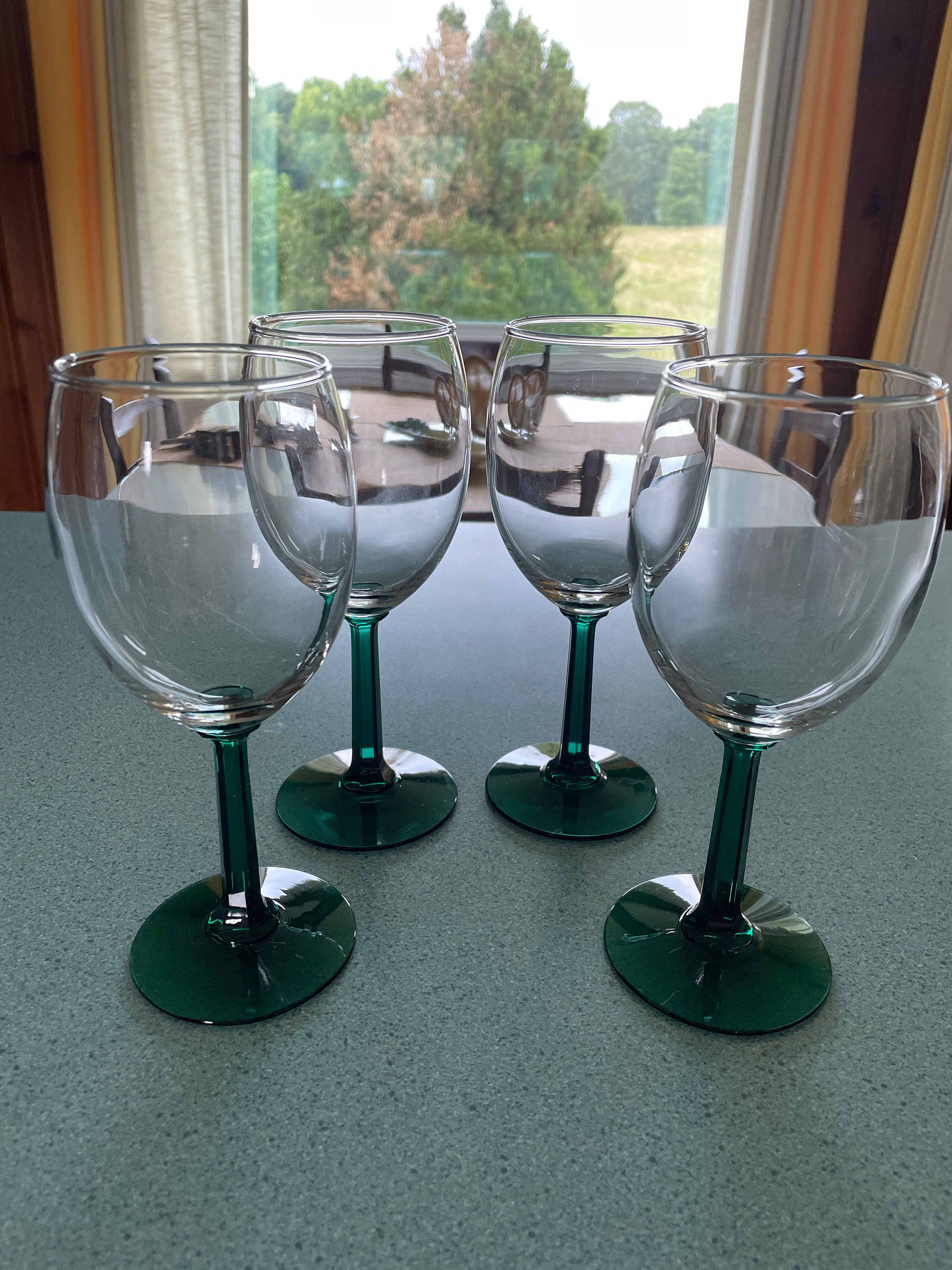 Set of 2 Vintage Bohemia Crystal Bristol – Bristol Crystal Wine Glasses  6.5” H