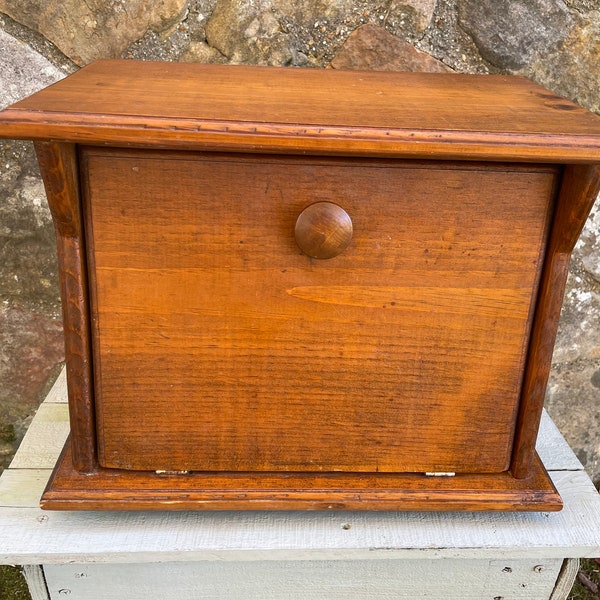 Handmade Wooden Bread Box, Primitive Wooden Tabletop Desk, Rustic Home Decor Wooden Storage Box, Post Office Desk