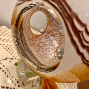 Vintage Italian Art Glass Vase: Handblown Brown, Gold & White Swirl image 8