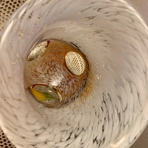 Vintage Italian Art Glass Vase: Handblown Brown, Gold & White Swirl image 3
