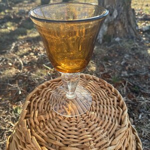 Hand Blown Artland Brown Glass Goblets Tulip Amber Glass Wine Glass Hand Blown Stemware T14 Read Details #C3