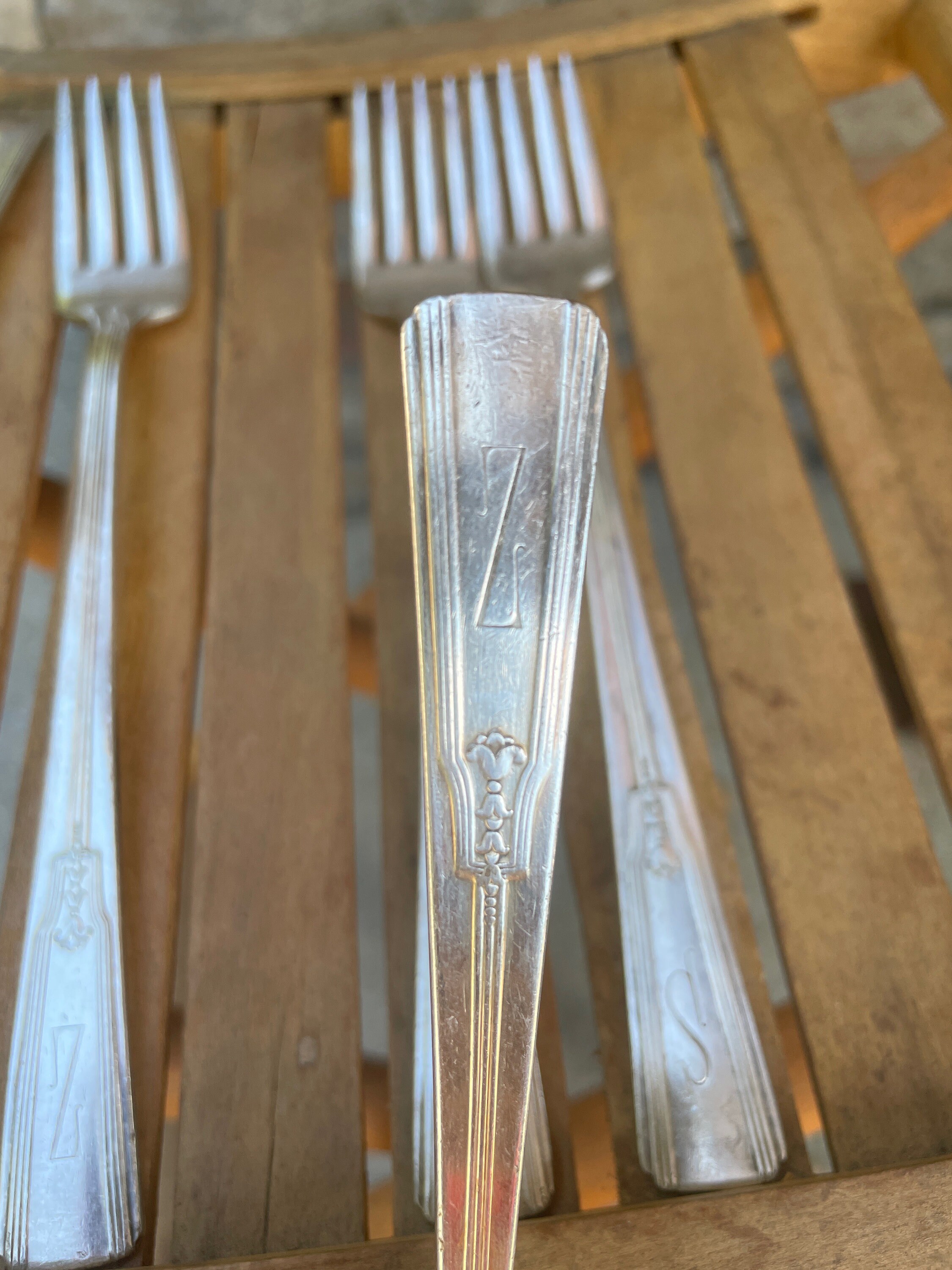 アールデコ1930年代WM ROGERSカトラリー アメリカ 8本シルバーPL Rogers XII Inlaid Inspiration Silverplate Flatware IS 1933