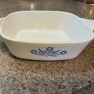 Corning Ware Casserole Blue Cornflower P-41-B Petite Square Baking Dish No Lid Vintage Older 1966-1969 Corning Ware 1-3/4 Cup Read Details