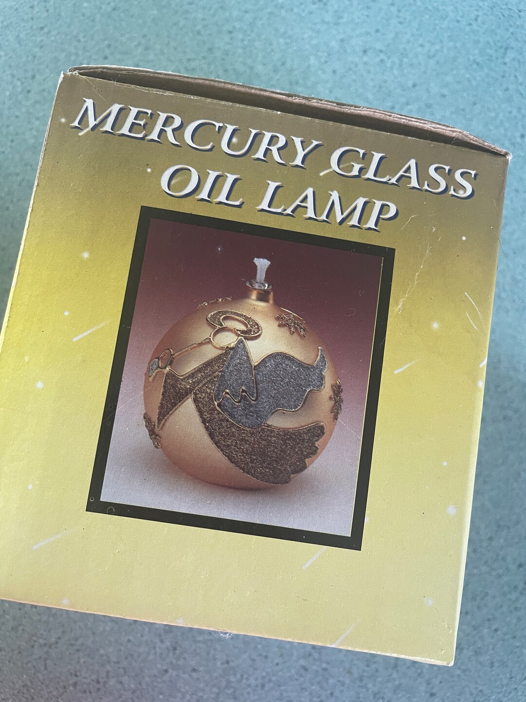 Mercury Glass Christmas Angel Oil Lamp Ornament Gold Hand Crafted