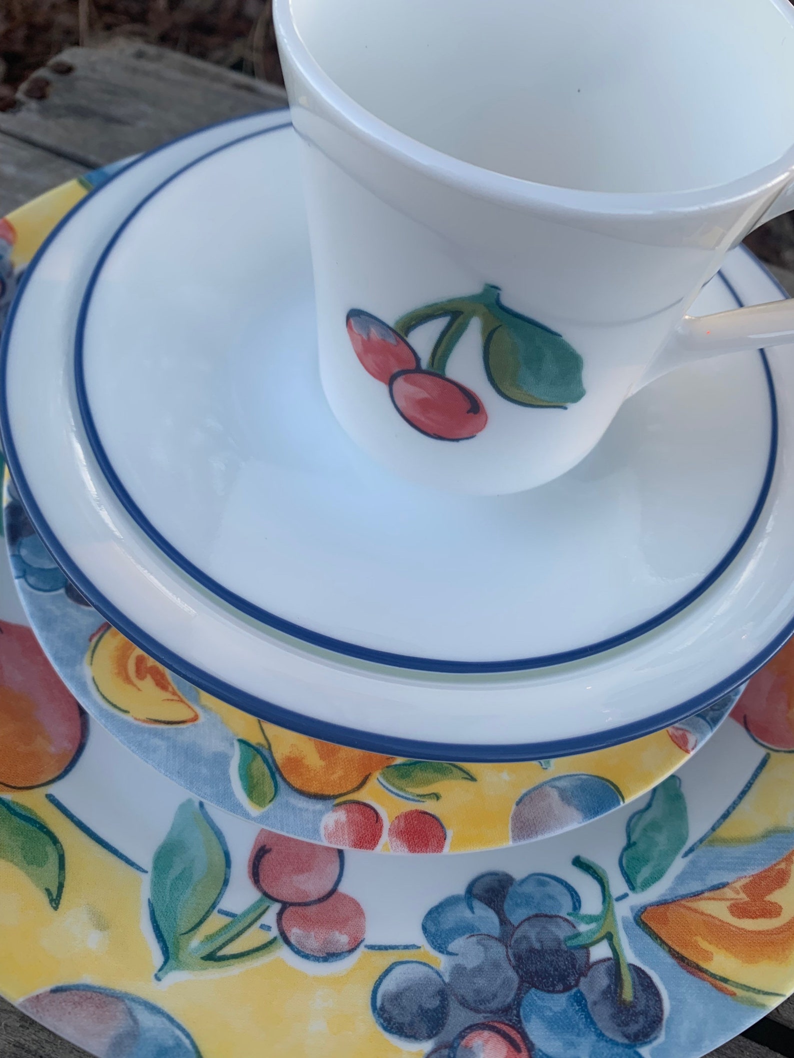 Corning Corelle Dinnerware Set Fruit Basket Pattern Vintage Etsy