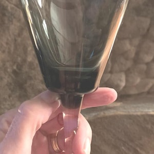 Gorham Crystal Shadow Mist Smokey Gray Wine Glasses Gorham Water Glasses Smokey Gray Stemware Set of 4, #C3