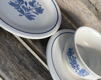 Pfaltzgraff Yorktowne Coffee Dessert Set: Blue Floral Cups