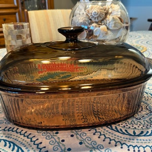 Visions Bräter 4 L Braun Glas Corning Visions Dutch Oven Glas Kasserolle Visions USA Kochgeschirr Gerippte Seiten Lesen Details