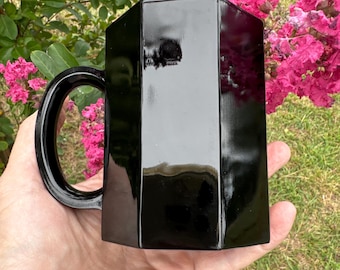 Juego de 4 tazas octogonales vintage de vidrio negro Arcoroc France Octime, marca Vintage Arcoroc.