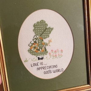 Vintage Wall Decor Nursery Decor Cross Stitch Wall Hanging Infant Wall Hangings Religious Cross Stitch, READ DETAIL