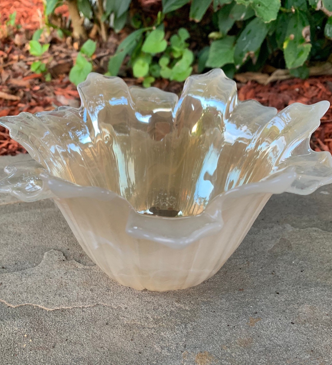 Vintage Hand Blown Murano Style Glass Candy Dish Iridescent - Etsy