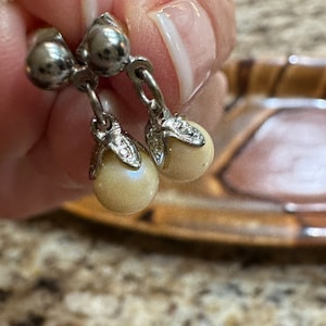 Vintage Faux Pearl Drop Earrings Dangly Pearl Earrings Jewelry READ DETAIL