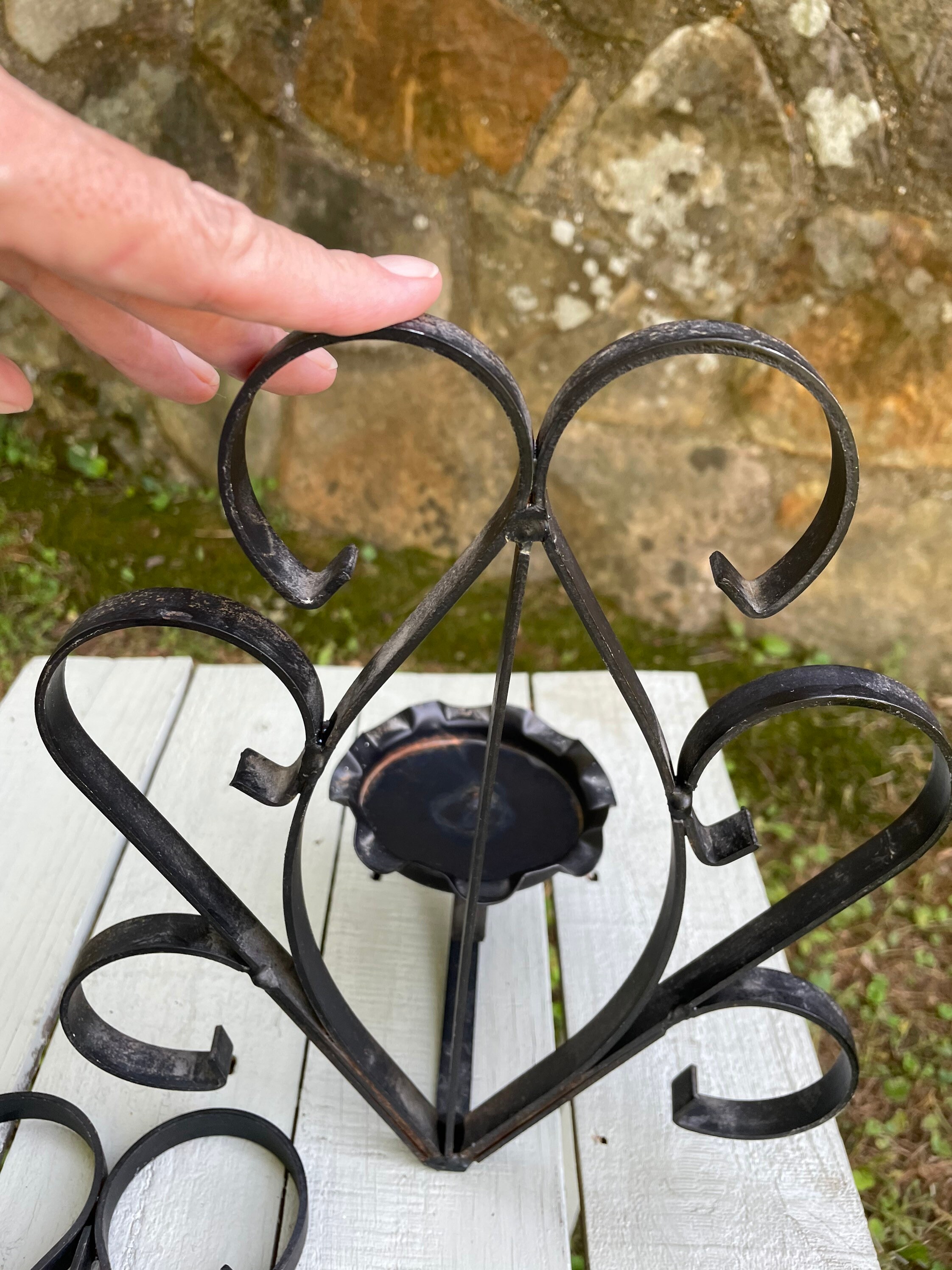 Vintage Wrought Iron Pillar Candle Holders Wrought Iron Wall Etsy