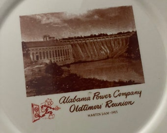 Plaque pour collectionneurs Old Timers' Reunion de l'Alabama Power Company Martin Dam 1953 Reddy Kilowatt Collectors Plate B6F