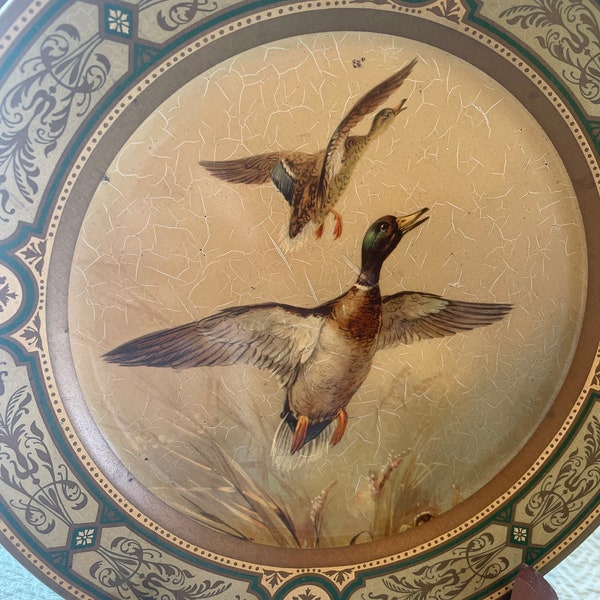 Декоративная жестяная тарелка «Кряквы» Baret Ware Art Grace England Коллекционные банки Настенный декор Винтаж 1950-е годы Декор стола #BIN G