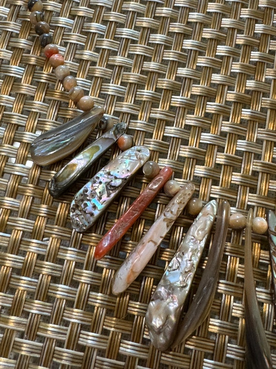 Vintage Agate & Abalone Beaded Necklace: Chunky B… - image 5