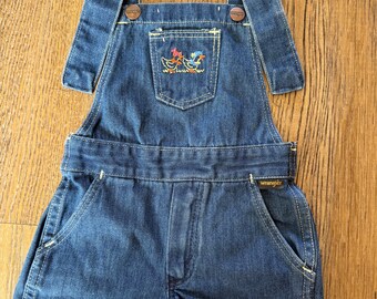 Vintage Wrangler Kids Overall Shorts Embroidered Ducks Size 4T Mother Duck and Ducklings Toddler Clothing T15