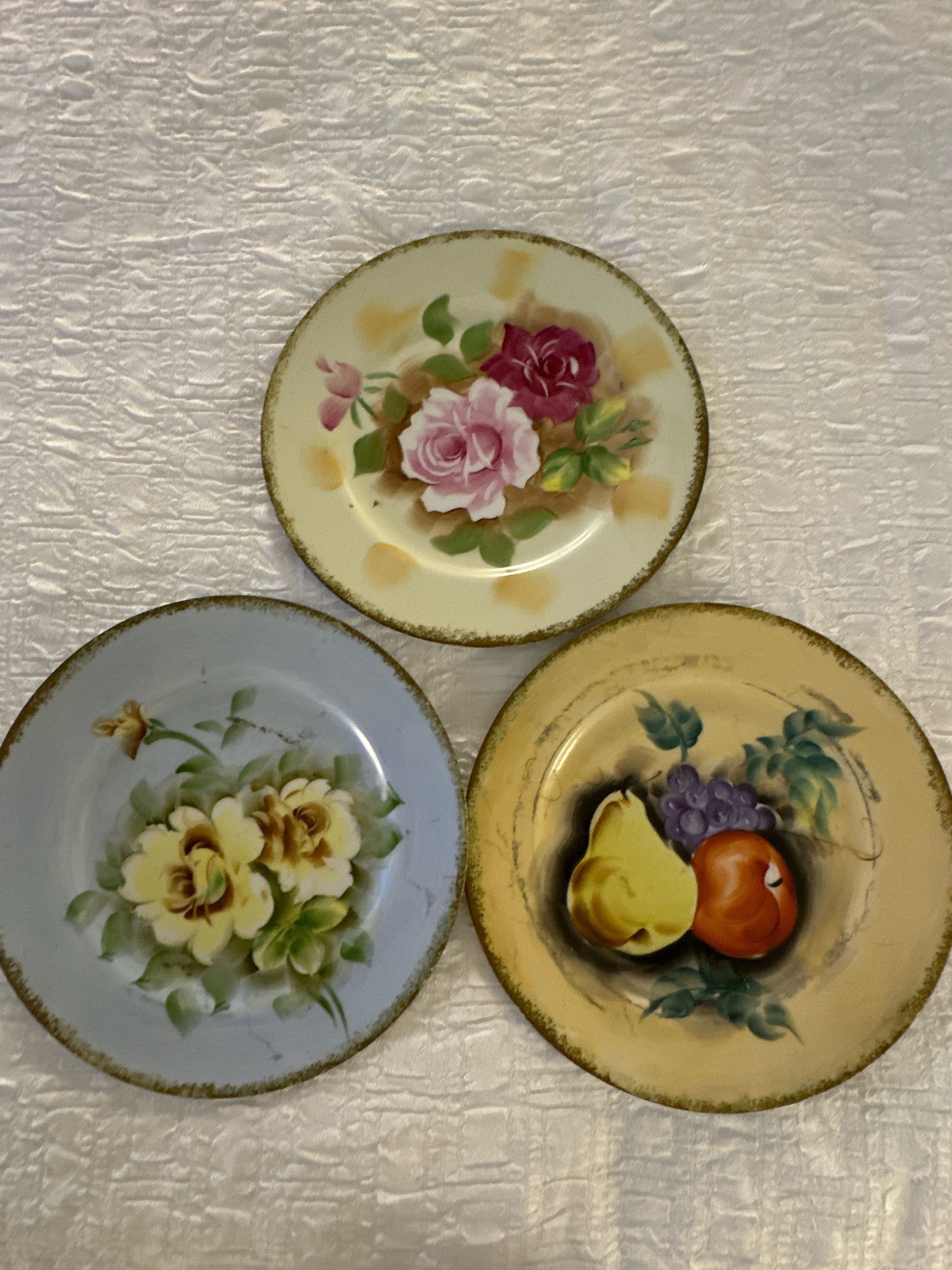 Norleans Hand-painted Porcelain Plates: Floral Fruit Still Life