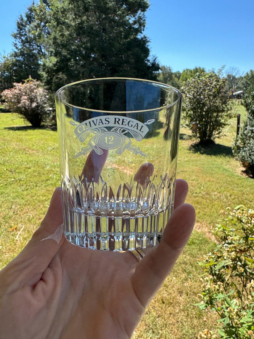 Chivas Regal 12 Year Scotch Rocks Glasses Etched Logo Barware Set