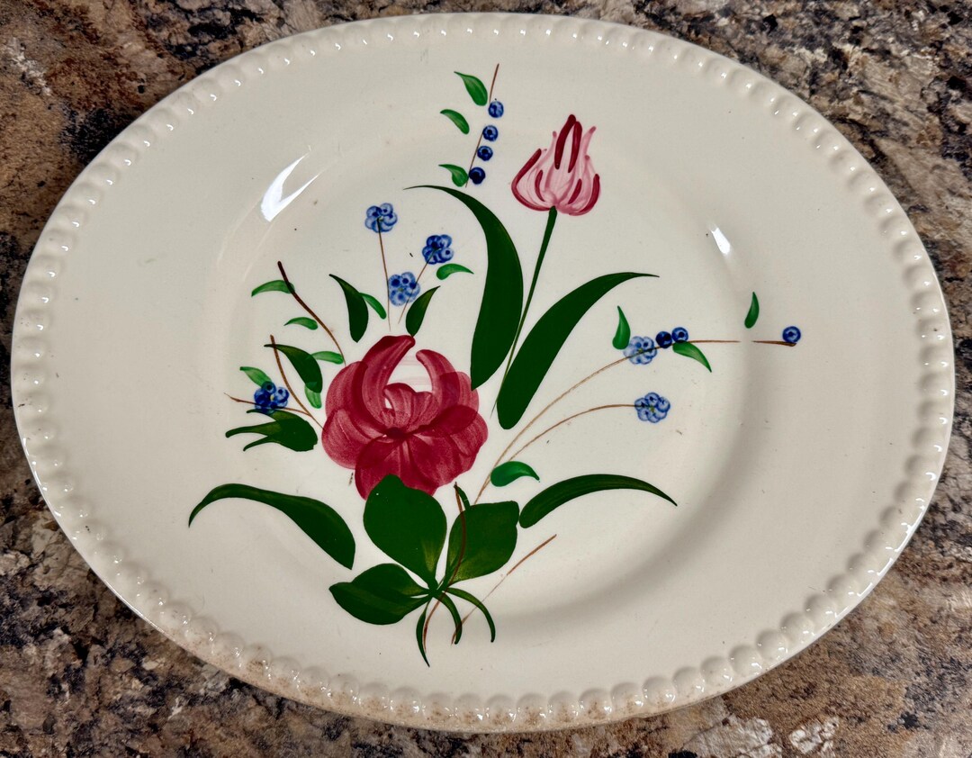 Vintage Blue Ridge Southern Pottery Platter in the Bluebell Bouquet ...