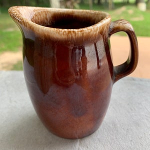 Mid Century Hull Creamer Primitive Brown Drip Glaze Ovenproof Cream Pitcher, #A1