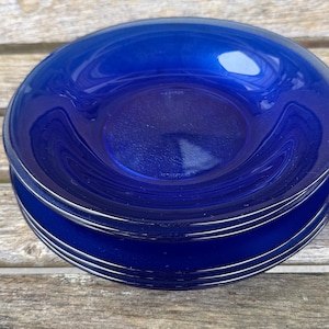 Platos y cuencos para almuerzo de vidrio Resistente Brazil con patrón de base texturizada en azul cobalto, juego de vajilla de 8 LEER DETALLES