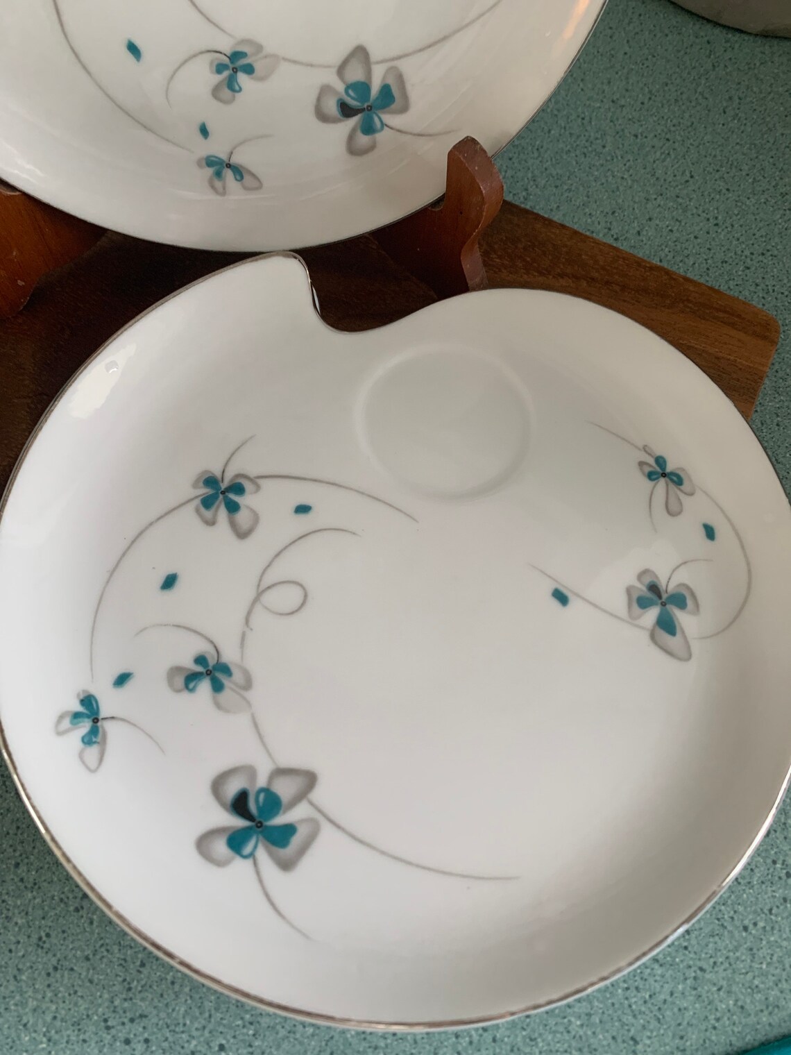 Vintage Grantcrest Japan Porcelain Snack Plates Aqua Blue Etsy