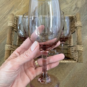Pink Glass Stemware Premiere Plum Pink Libbey Wine Glasses Pink Barware Pink Goblets Set of 4, #T1 READ DETAIL