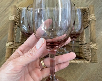 Vintage Libbey Plum Pink Wine Glasses - Set of 4