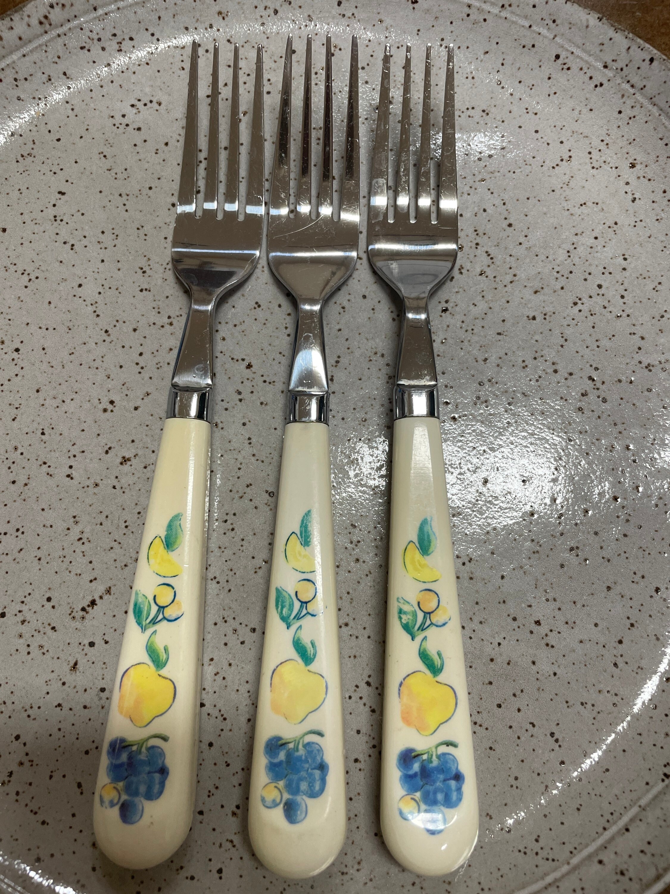 Vintage Corelle Fruit Basket Flatware: Salad Forks, Knives, Spoons