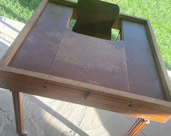 Vintage 1940s Folding Wooden High Chair Toddler Game Table Paul E Brandwen Mfg., Co