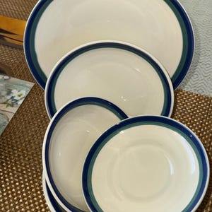 Pfaltzgraff USA Northwinds Dinnerware Blue and Green Bands Vintage Pfaltzgraff 1990’s Sold Individually READ DETAILS