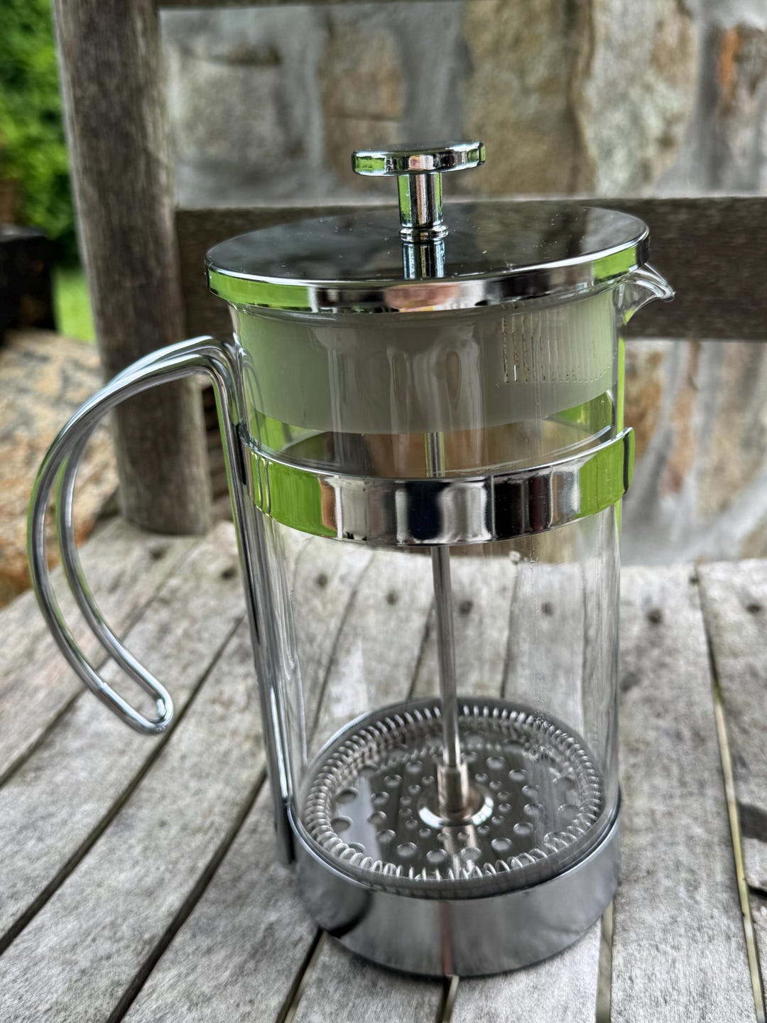 Vintage PYREX French Coffee Press Carafe Glass and Silver Metal Pattern ...