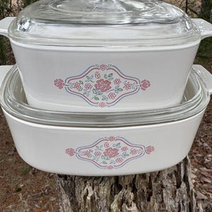Corning Ware Casserole Dish Set English Breakfast Lidded 2L A-2-B and 1.5L A-1 1/2-B Vintage Corning Ware Baking Dishes Set of 2 READ DETAIL