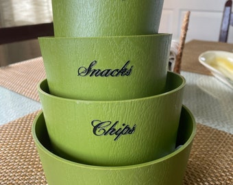 Vintage 1970’s Plastic Barware Serving Bowls Nasco Japan Snack Bowls Avocado Green Plastic Serving Dishes Serving Bowls Set of 4 #B8F