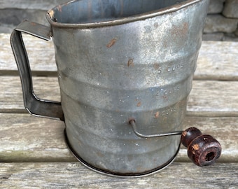 Vintage Brite Pride Flour Sifter: 1930s-40s Rustic Kitchen Decor