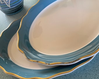 Syracuse China Restaurant Diner Ware Platter Teal Blue Oval SY505 Pattern Vintage Syracuse China Diner Ware Set of 2 #JC READ DETAIL