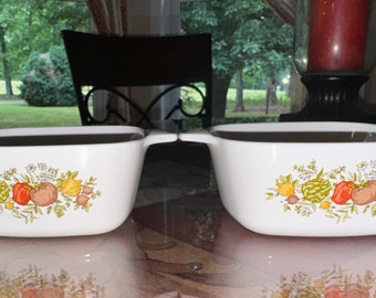 Vintage Corning Ware Spice of Life Casserole Dishes P-43-B Small Size Set of 2