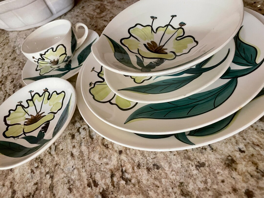 Blue Ridge Southern Pottery: Evening Flower Dinnerware Set 7 Piece - Etsy