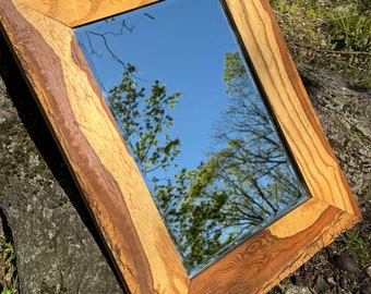 Vintage Rustic Pine Beveled Mirror Farmhouse Cabin Wall Decor Vanity Mirror Vintage Hanging Bathroom Mirror