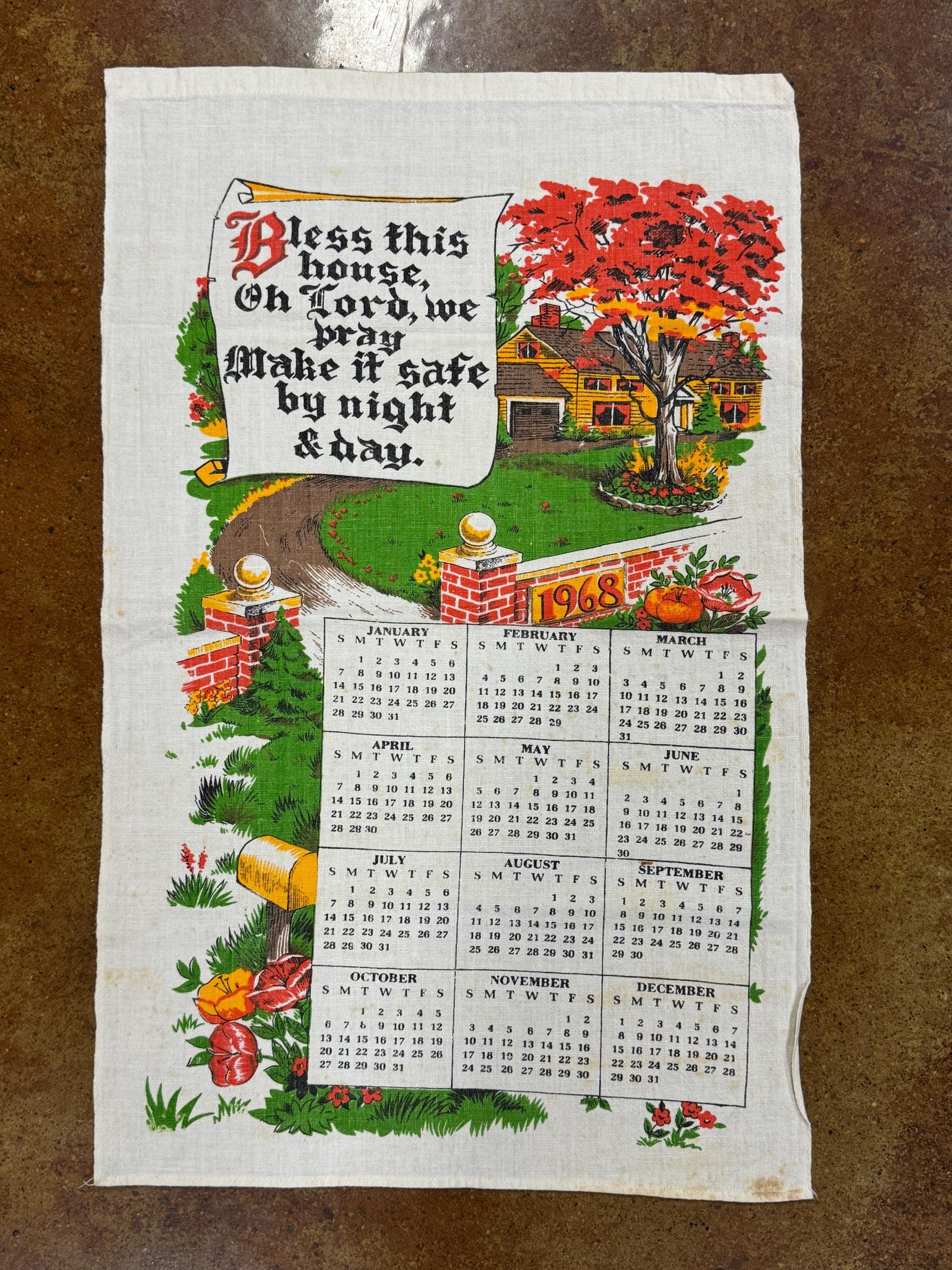 1968 Vintage Fabric Calendar - Etsy Singapore