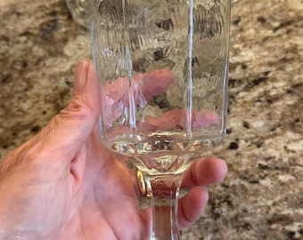 Vintage Libbey Goblets Textured Eight Sided with Circular Swirls Set of 5
