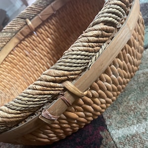 Vintage Wicker Basket Large Primitive Gathering Basket with Handles Storage Box Picnic Basket Farmhouse Decor Wicker Storage Basket