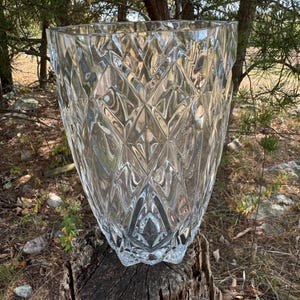 Cut Crystal Vase Arc International France Cristal D’Arques Durand Diamond Pattern Hexagonal Lead Crystal Ewer BS Read Details