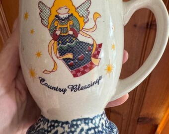 Tazze da Irish Coffee vintage in spugna ceramica: Angel Country Blessings, set da 4