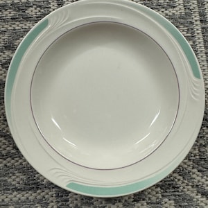 Buffalo China Espree Restaurant Diner Salad Bowls Round Aqua Trim Embossed Leaf Burgundy Inner Band Vintage Diner Ware Set of 3 READ DETAIL